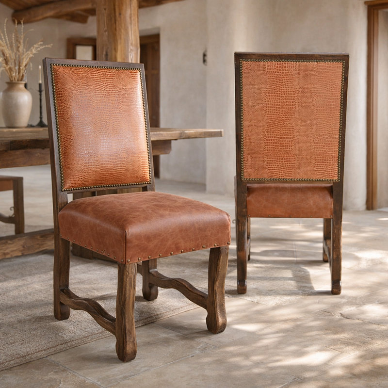 Sierra Croc Embossed Leather Dining Chair, Dark Brown