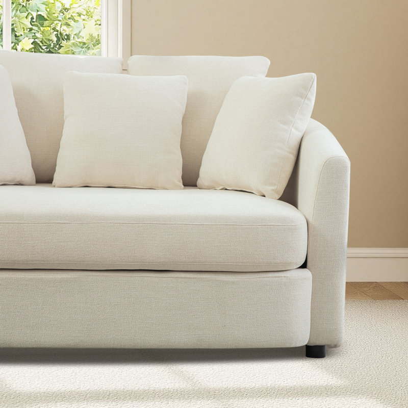 56" W Oversized Slipcovered Cozy Upholstered Accent Barrel Chair, Beige
