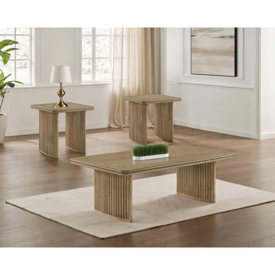 Ensemble de tables d'appoint en bois avec piédestal incurvé
