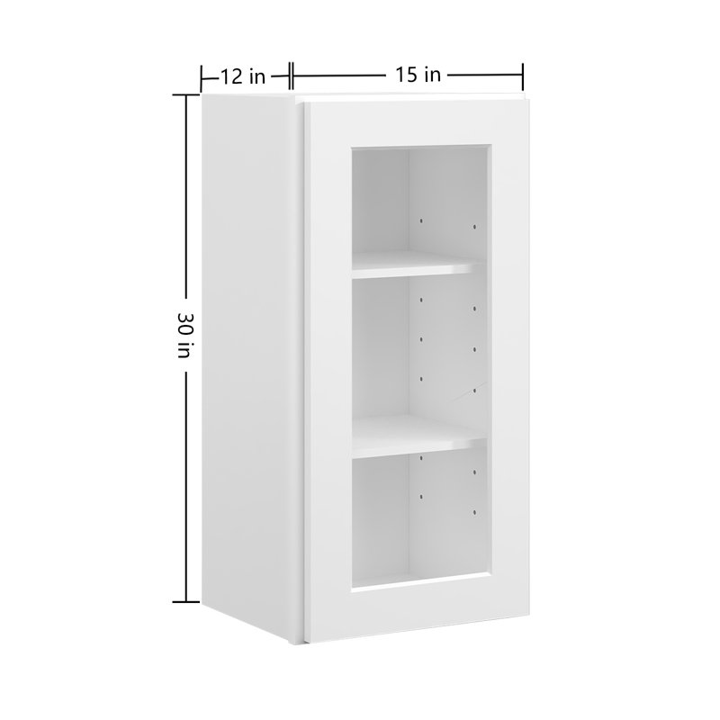 Meuble mural standard HOMEIBRO Cozy Design, en contreplaqué blanc Shaker, prêt à assembler, 15 po L x 12 po P x 36 po H, sans vitre.