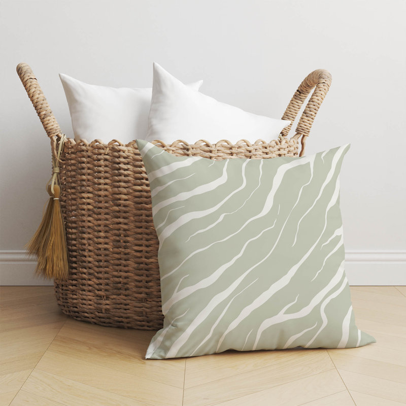 Coussin décoratif Lush Cracks, H 18 po x l 18 po, Vert clair rayé