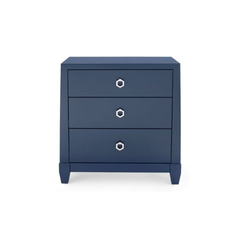 Madison 3 - Drawer Nightstand, Navy Blue Lacquer