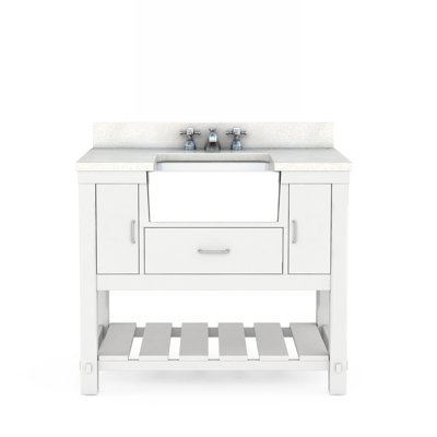 Austin 42" Solid Wood Bathroom Vanity with Durable Quartz Top, Single Basin