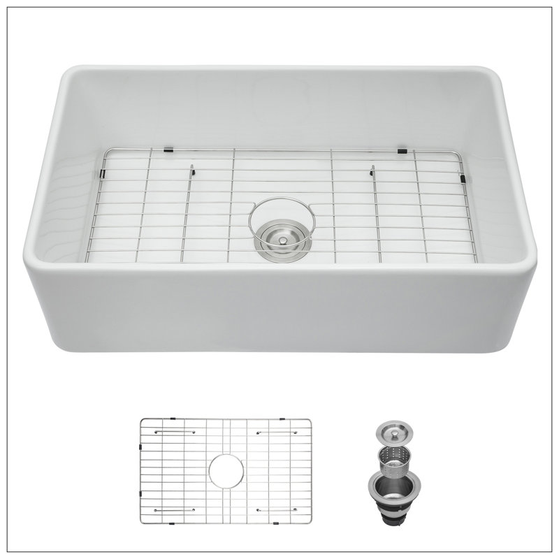 33 Farmhouse Sink - 33 Inch White Farmhouse Kitchen Sink Apron Front Ceramic Single Bowl Kitchen Sinks