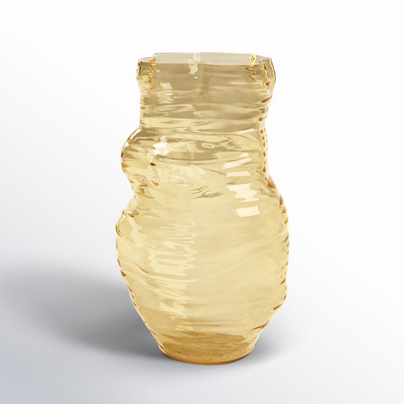 Isabela Handmade Glass Table Vase, Yellow, 14" H x 8" W x 8" D