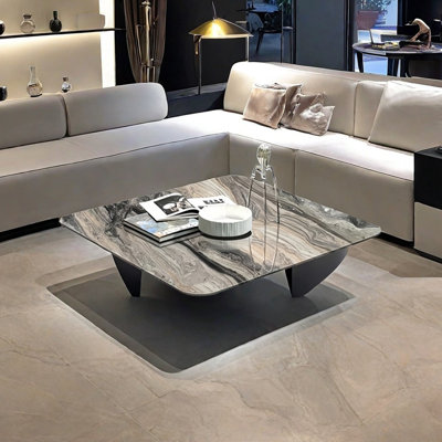 Stainless steel marble floating coffee table