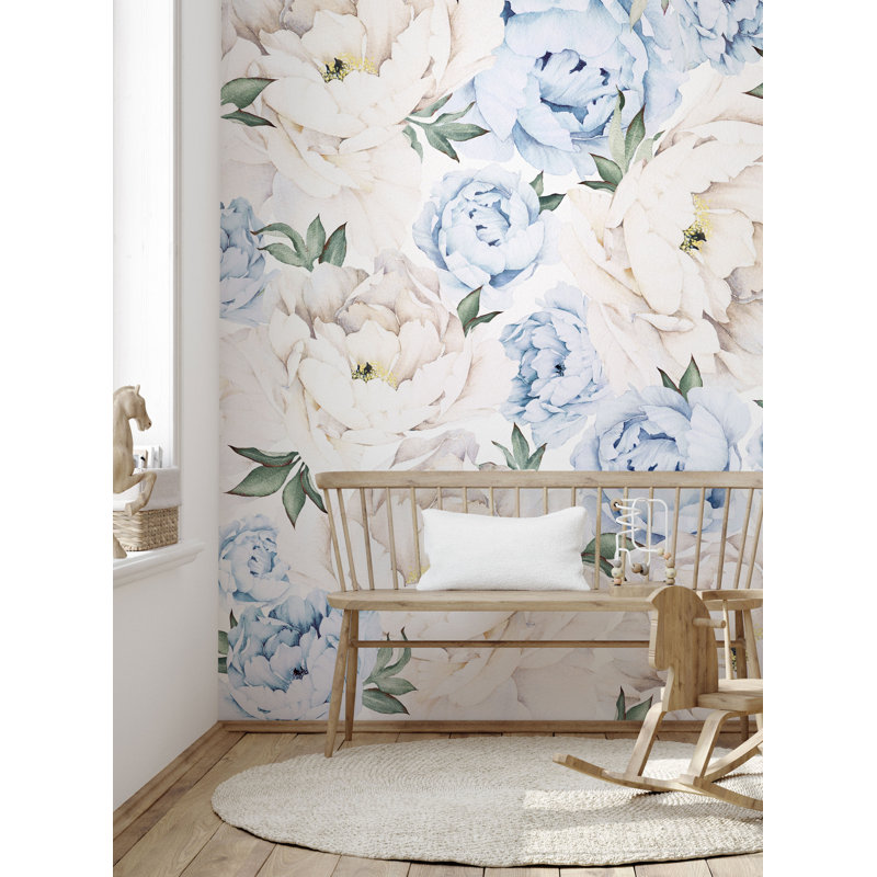 Peony Flower Peel And Stick Mural Wallpaper, 96" L x 120" W