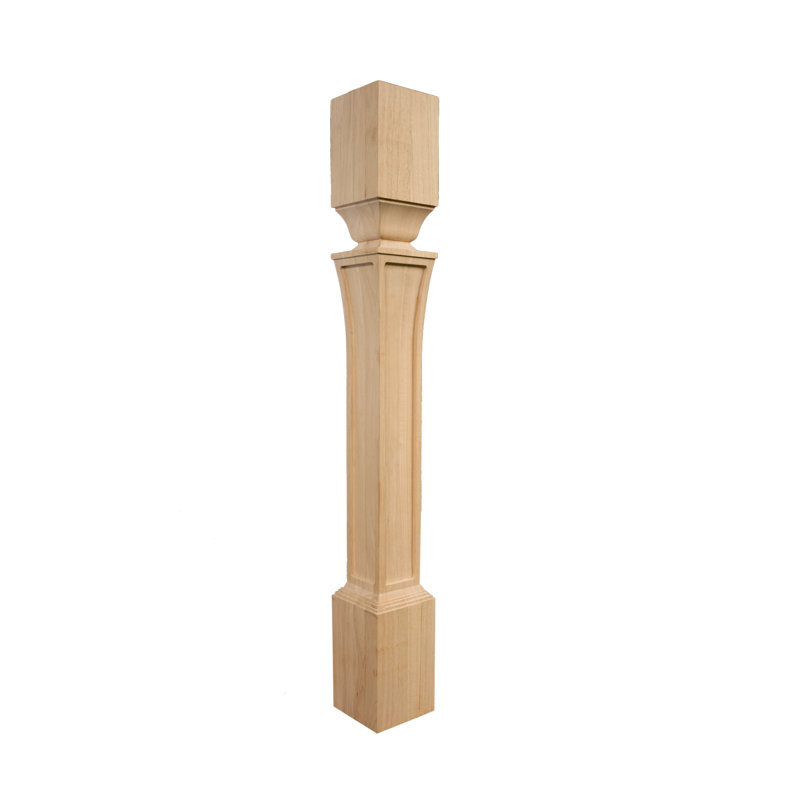 41" Tall Unfinished Beige Rubberwood Square Post