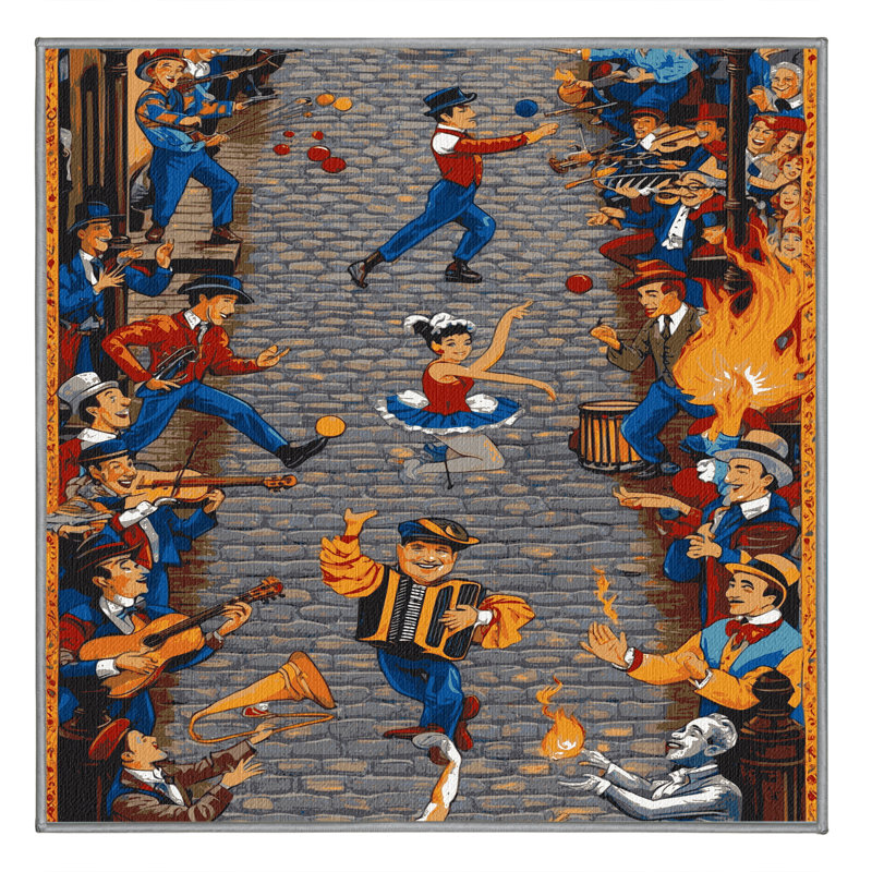  Tapis de musique lavable Street Performers and Buskers, Carré 5 pi