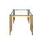 Table de salle à manger rectangulaire en verre de 65 po, plateau en verre trempé et pieds dorés polis, table de style moderne pour la maison et la cuisine. Salle à manger-2121314227