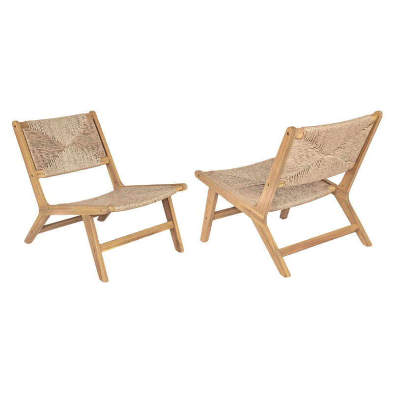 Chaise longue sans accoudoirs en bois d'acacia, Teck clair