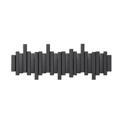 Porte-manteau mural en bois massif avec touches de piano – Crochets magnétiques rabattables avec double installation (avec ou sans perçage), cintre robuste pour entrée, chambre et salon (6/8/10 crochets, 4 couleurs)