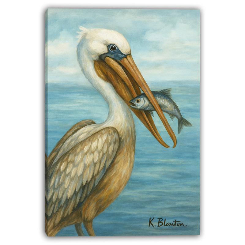 Art mural sur toile Coastal Pelican, H 24 po x l 16 po