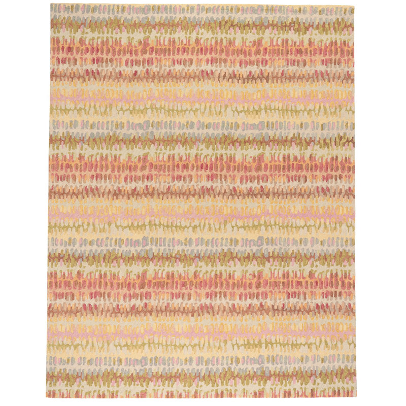 Paint Chip Pastel Hand Micro Hooked Wool Rug, Rectangle 5' x 8'