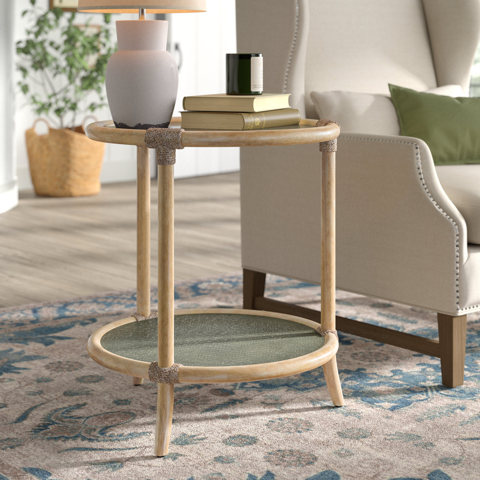 Retreat End Table, Dune/Green