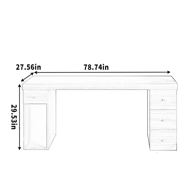 Howze, H 29,53 po x l 78,74 po x P 27,56 po