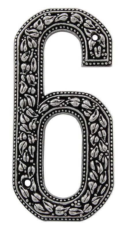 5 po. Numéro de maison San Michele, Étain rétro, 6