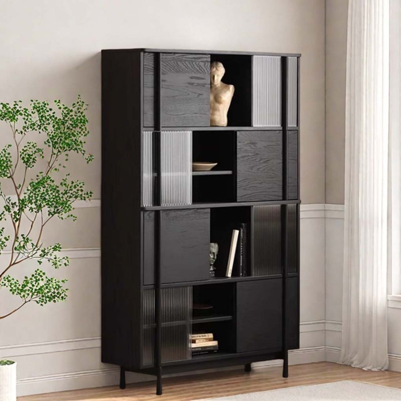 Bibliothèque noire en bois massif