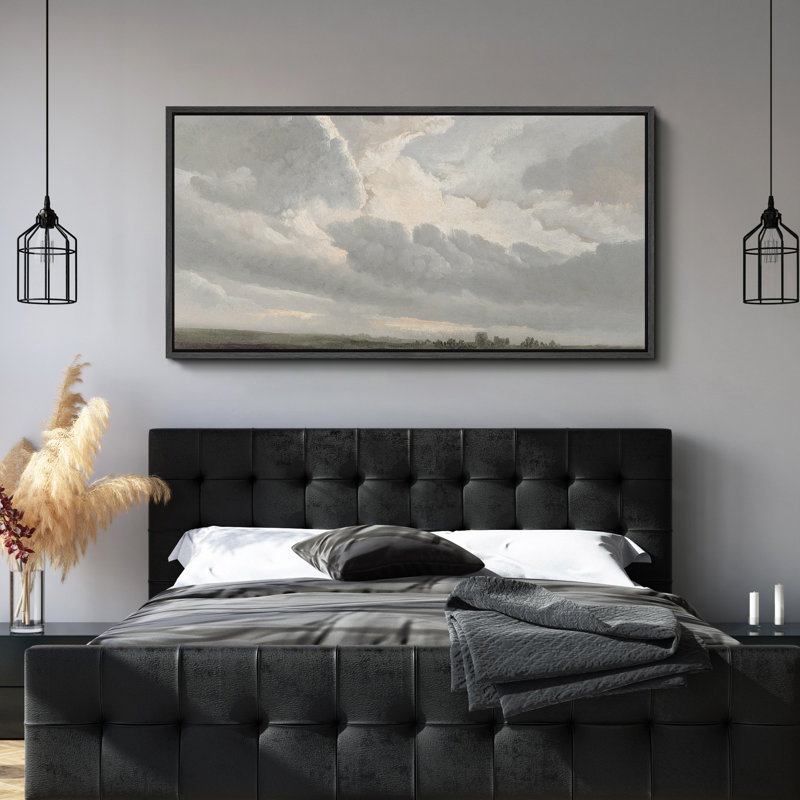«Greenish Grey Cloudy Sky Relaxing Calm», impression sur toile encadrée surdimensionnée, H 30 po x l 60 po