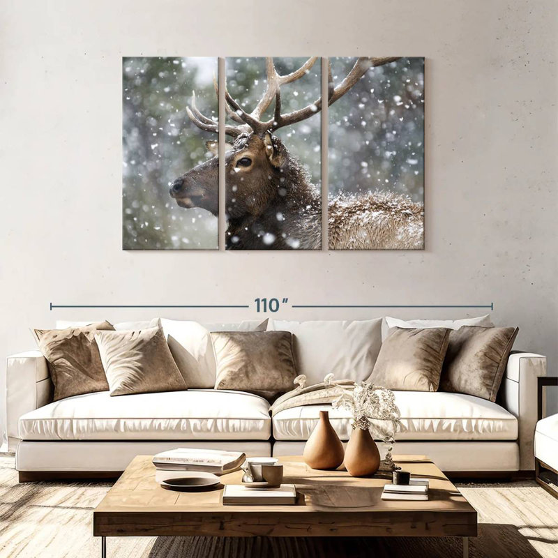 Brampt Winter Snow Elk, 48" H x 74" W