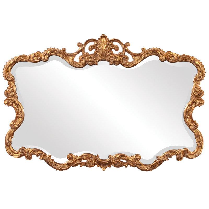Talida Ornate Gold Leaf Rectangular Mirror with Beveled Edge