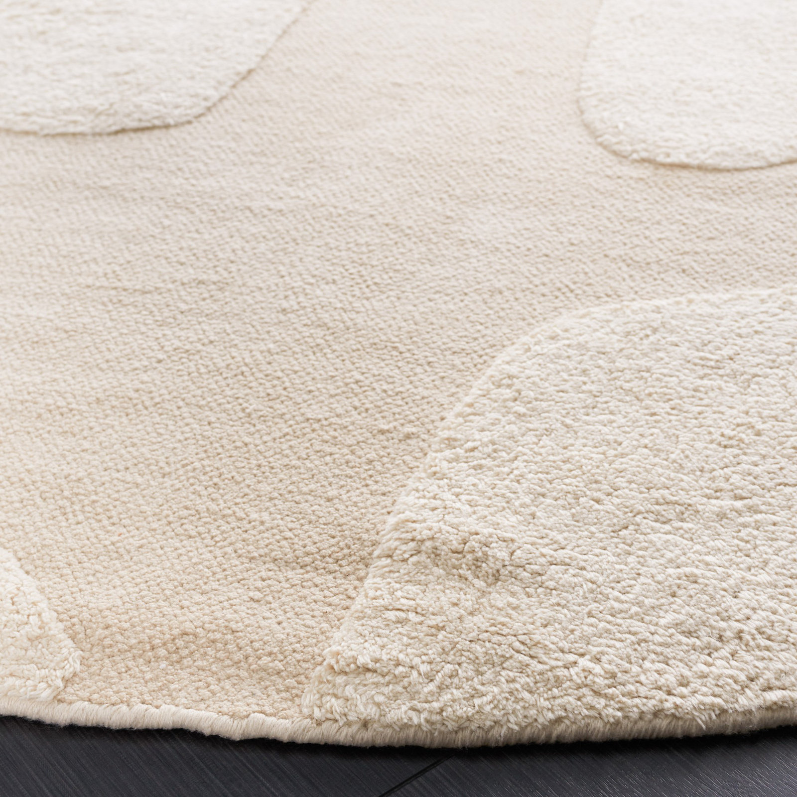 Sarya Handmade Cotton Ivory Rug, Round 8'
