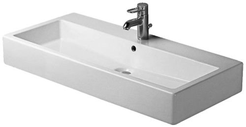 Lavabo de salle de bain mural rectangulaire en céramique avec trop-plein Vero