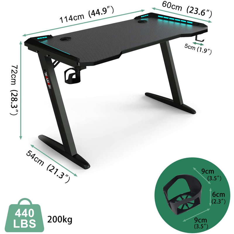 Metal Base Computer Desk, Black