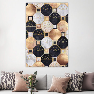 Art Deco Octagons by Elisabeth Fredriksson - Wrapped Canvas Print