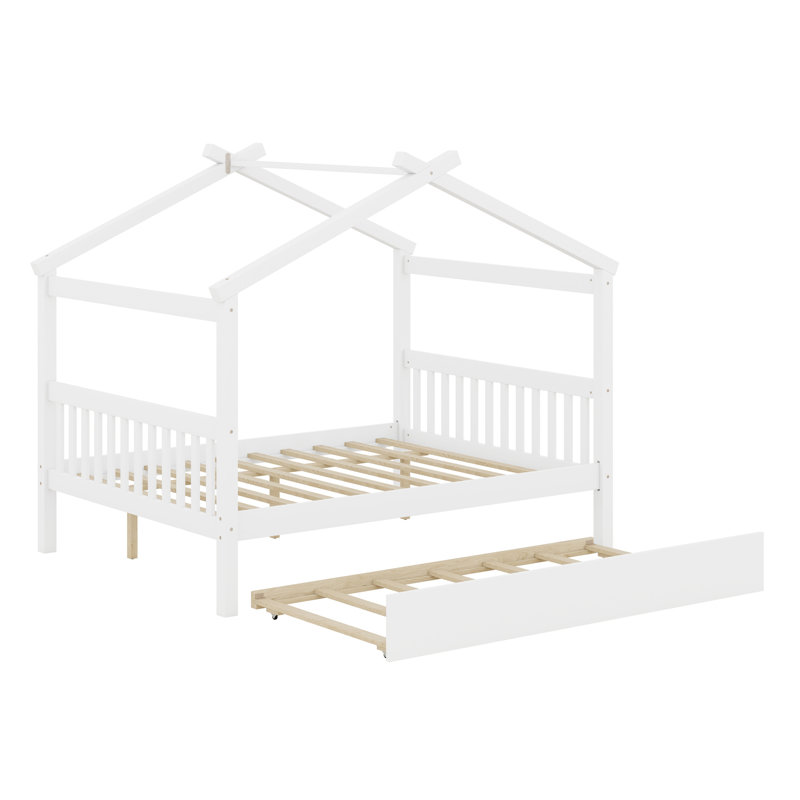 Lit en bois avec couchette, Blanc