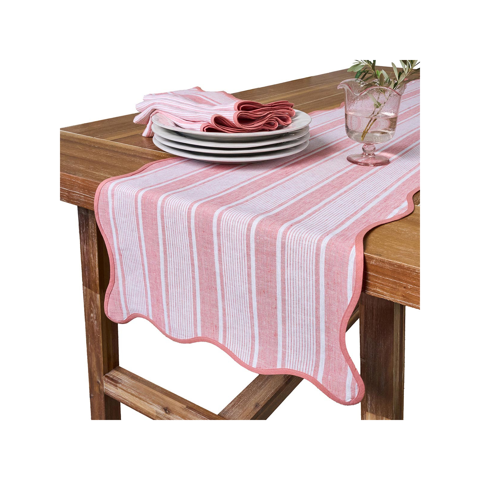 Cabana Stripe 18" x 90" Table Runner, Coral
