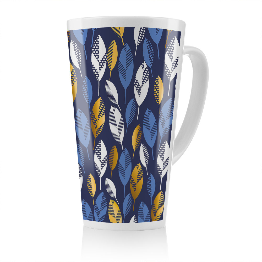Leaves On Navy Latte Mug