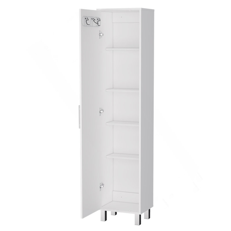 Armoire de rangement haute Lawen, porte simple, 3 porte-balais
