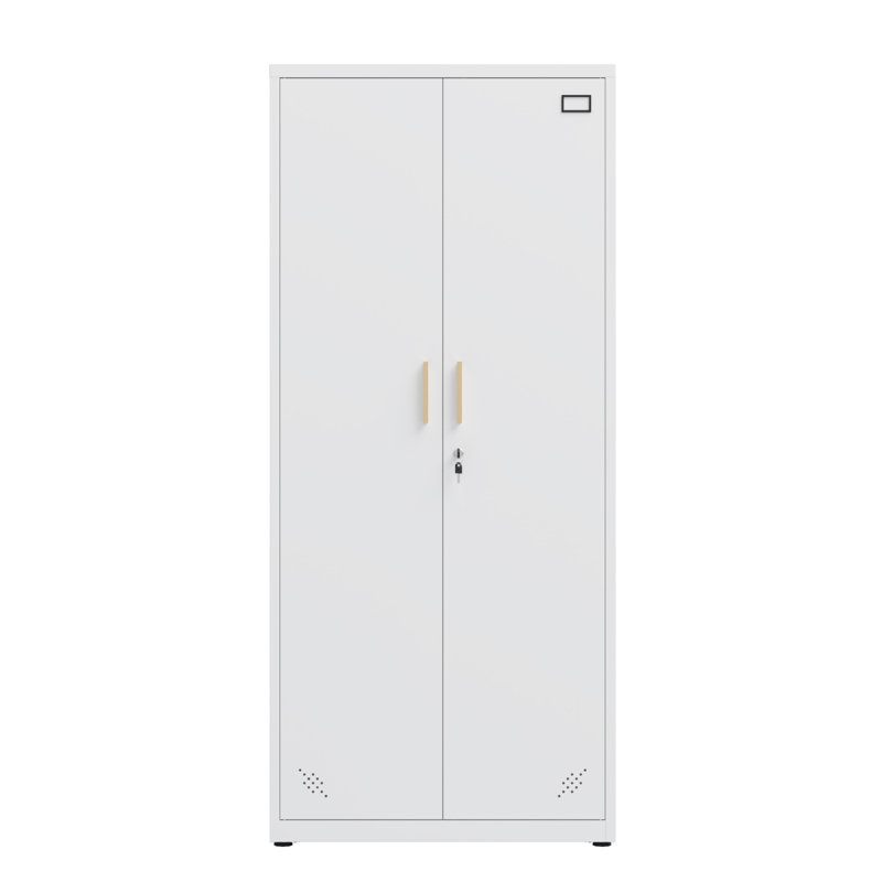 Armoire de rangement haute avec 2 portes et 4 cloisons pour séparer 5 espaces de rangement, conception maison / bureau, Blanc