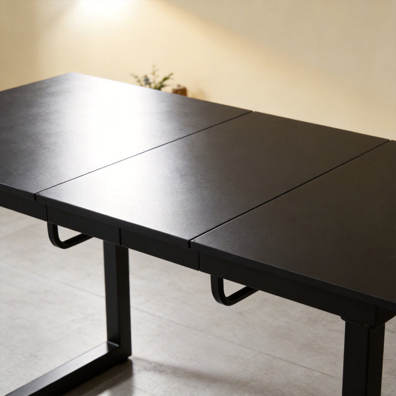 Table de salle à manger extensible 55,51 "à 70,86" rectangulaire en MDF et métal, pour 4 à 6 personnes