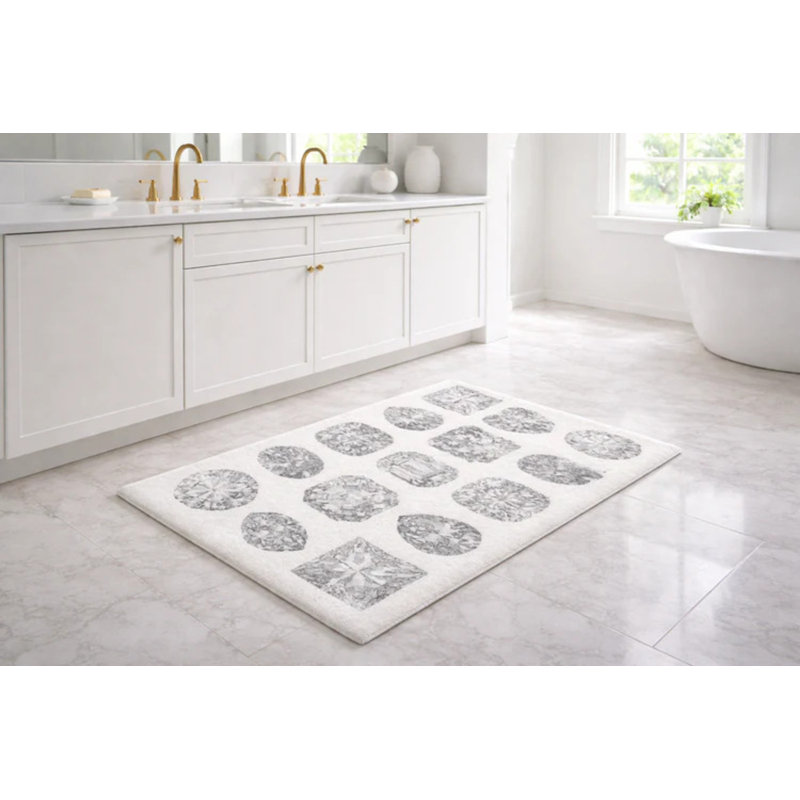 Bougie Diamonds Faux Fur Cloud Rectangle Washable Rug, Ice, Runner 2' x 8'