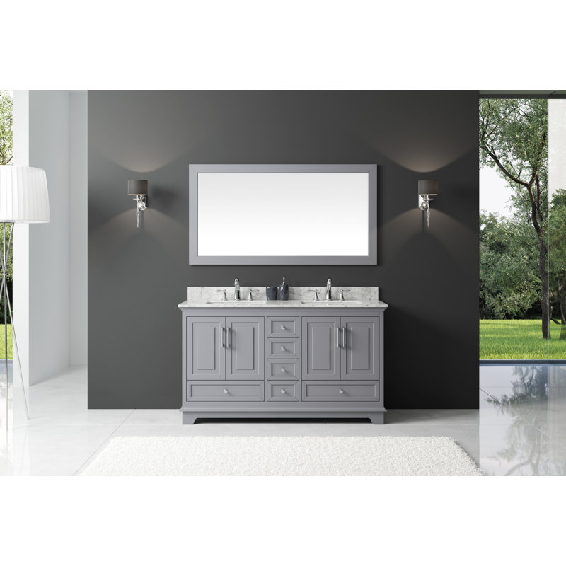 Ensemble de meuble-lavabo double 60 po Orin, Gris taupe