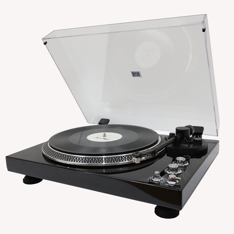 Tourne-disque à courroie CrosAudio Vintage avec sortie Bluetooth et cartouche AT-3600L, noir