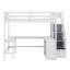 Lit mezzanine double avec bureau intégré en forme de L, tablettes de rangement à trois niveaux, escalier de rangement attaché-36465498