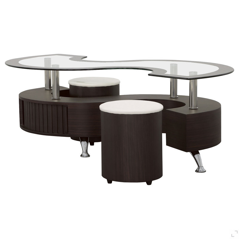 3-piece Coffee Table and Stools Set