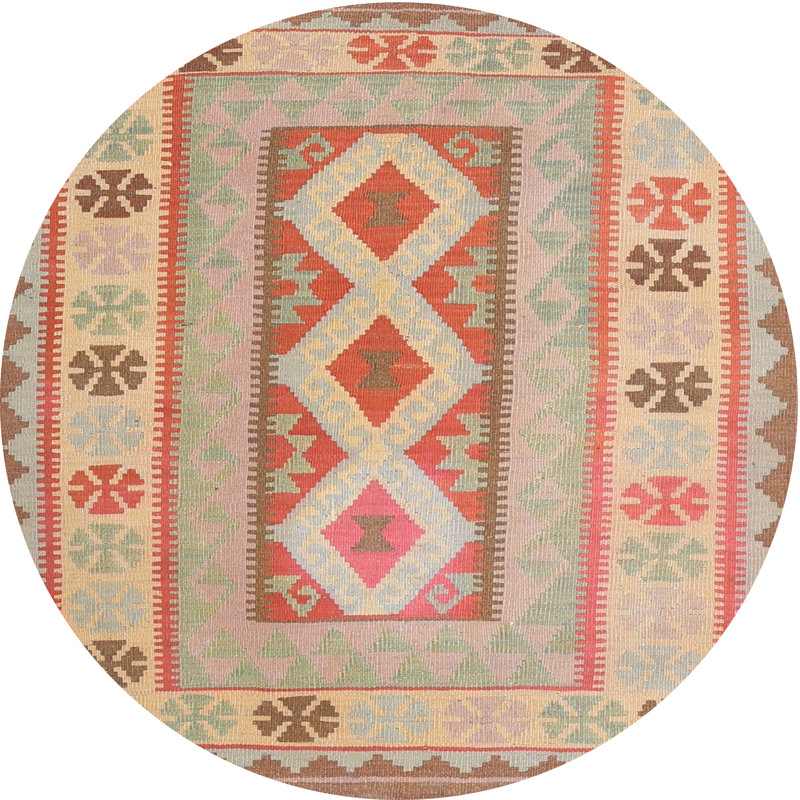 Tapis contemporain orange, Rond 3 pi