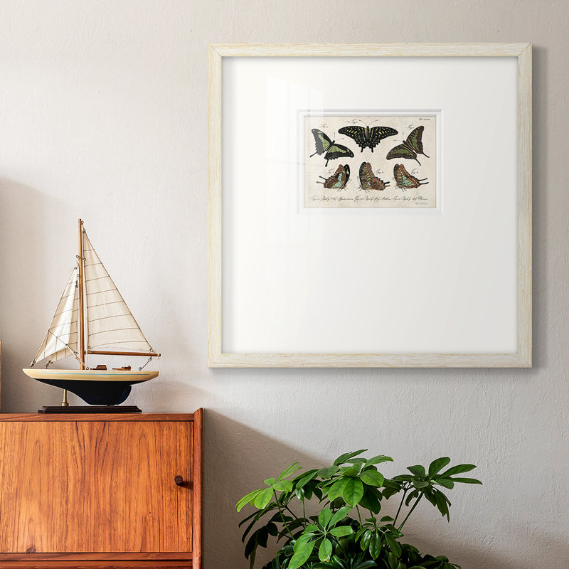 «Crackled Butterflies II», reproduction d'art encadrée, H 17 po x l 17 po x P 1,125 po