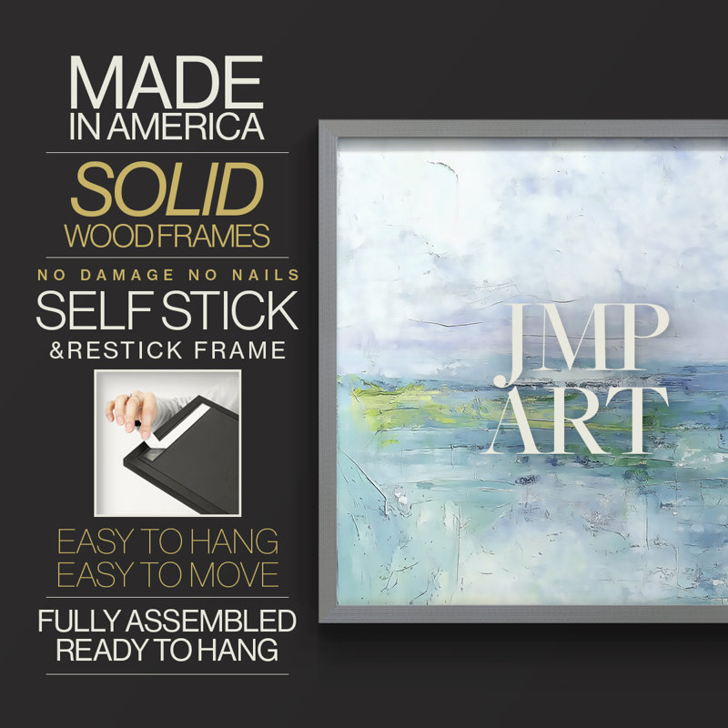 Abstract Series-VI -Framed Print - Restickable, 16" H x 20" W, Grey