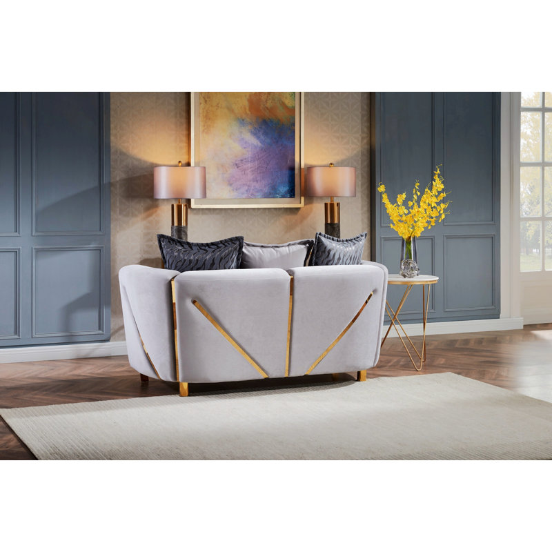 Causeuse Nahri beige, Velours gris velours