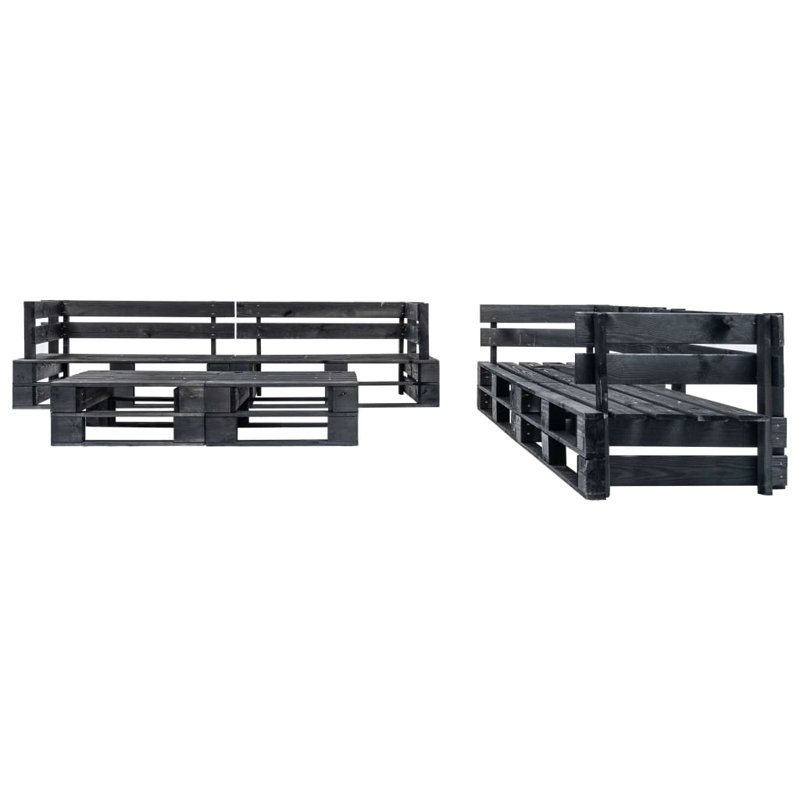 Galles Solid Wood 6 - Person Seating Group, Black