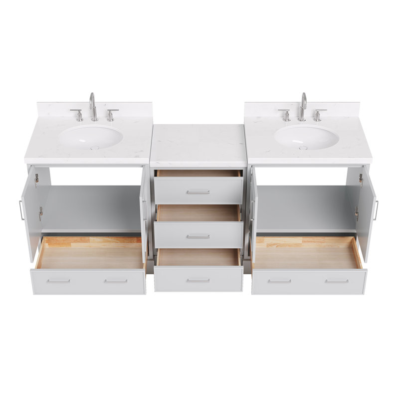 Meuble-lavabo simple 85 po 24 po Peighton et meuble-lavabo simple 2 po 31 po Peighton, Ovale, Gris