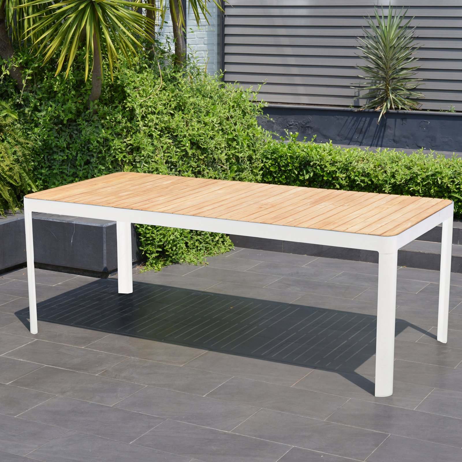 Brix 83" Teak Patio Dining Table, White