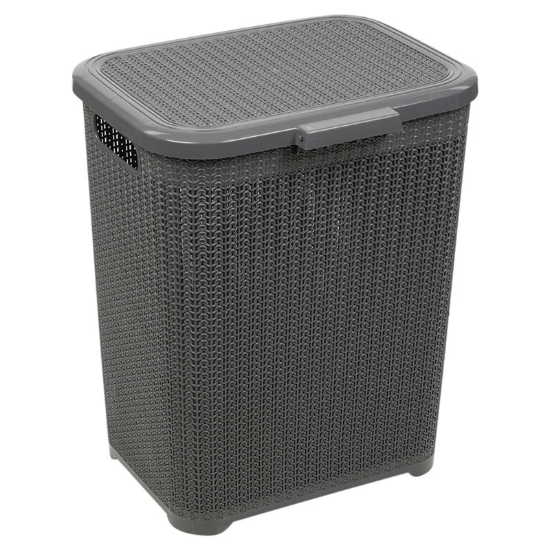 Plastic Laundry Basket, Grey