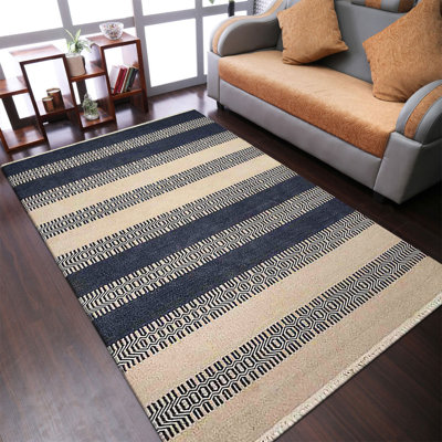 Sacramento Hand Woven Flat Weave Kilim Wool Eco-Friendly Area Rugs  -  Rectangle, Aqua Cream Color, Contemporary Modern Design, Low Pile  Handmade Area Rugs for Living Room, Bed Room 