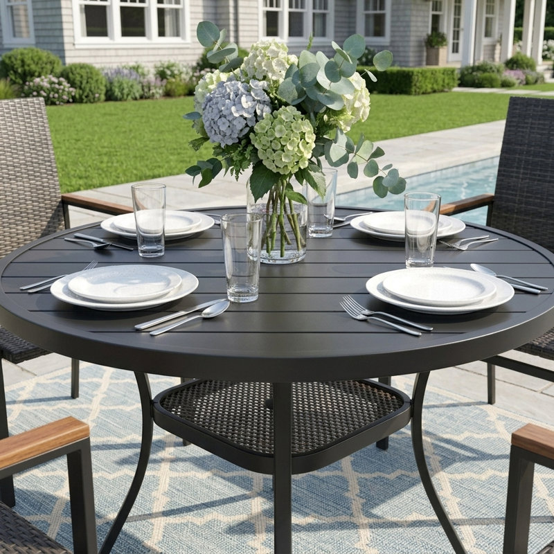Austintown With Stackable PE Rattan Chairs, Black